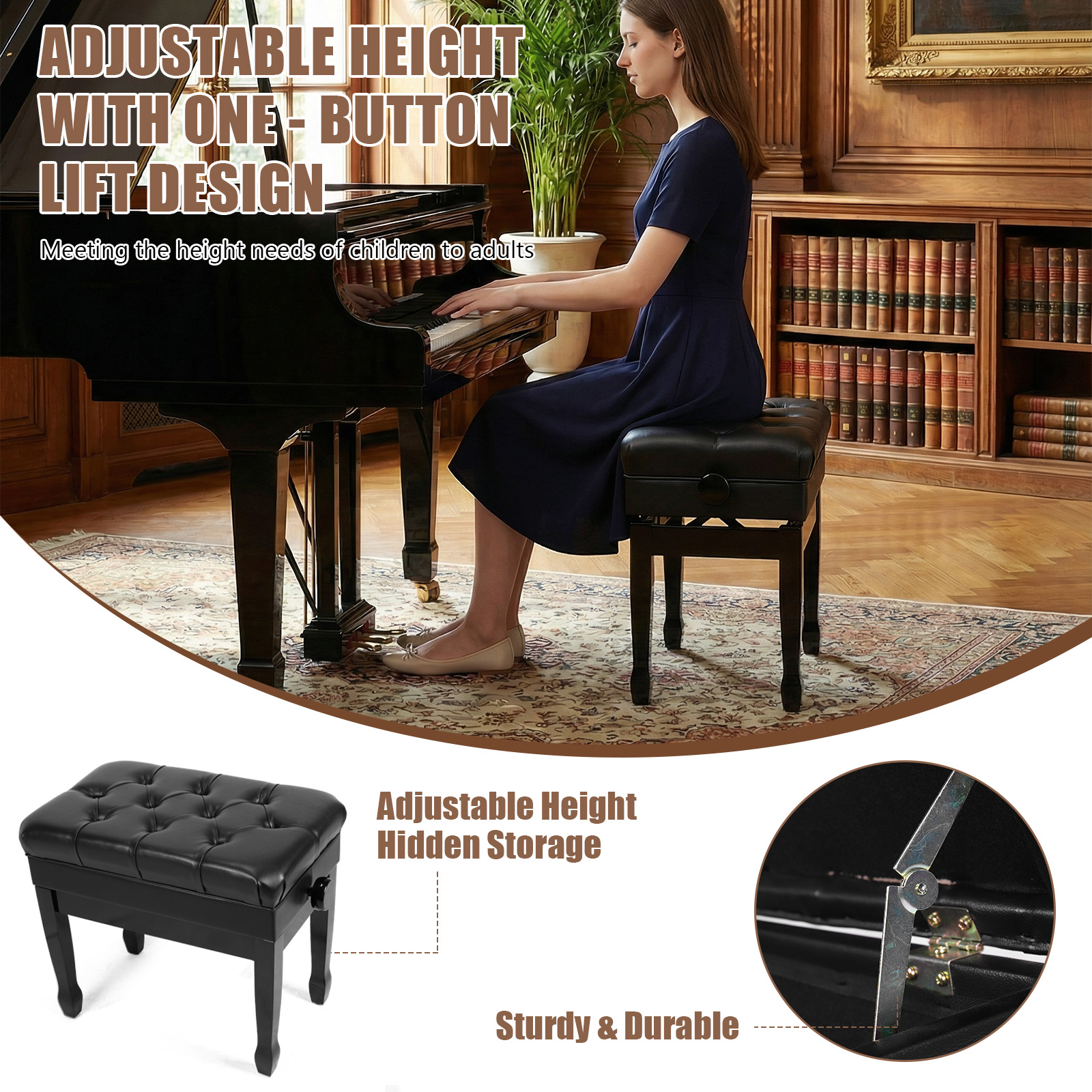 Musical Instrument Of Keyboard - Heavy Duty Keyboard Piano Seat with